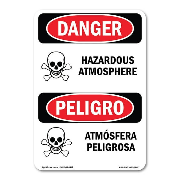 SignMission OS-DS-A-710-VS-1807 7 x 10 in. OSHA Danger Sign - Hazardous Atmosphere Bilingual