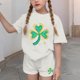 thumbnail image 4 of Vestido de manga corta Estilo Niños Día de San Patricio impreso cuello redondo blusa y pantalones Set de dos piezas Blusa de manga corta, 4 of 6