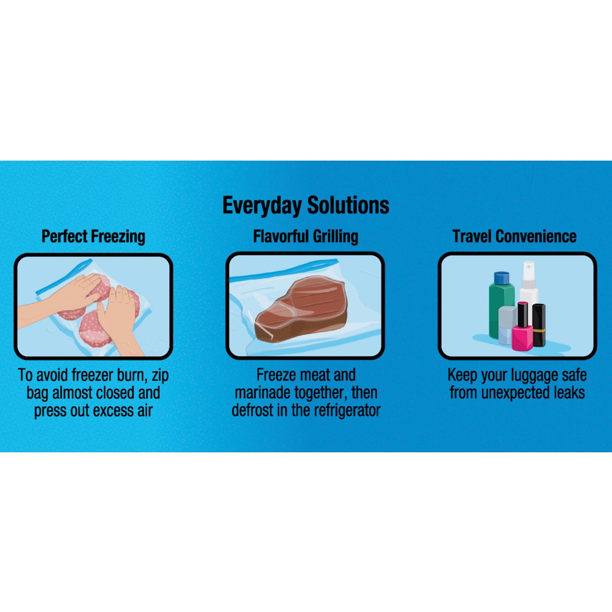 Great Value Quart Freezer Bags, Double Zipper, Freezer Guard, 50 Count