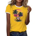 thumbnail image 3 of Tops For Women T-Shirts Color Block Graphic Short Sleeve Beach Summer Fall Outfits Fashion Clothes 2025, 3 of 8