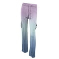 thumbnail image 6 of safuny Women's Wide Leg Skinny Cargo Pants Casual Comfy Daily Fashion Floral Gradient Teen Relaxed High Elastic Waist Drawstring Trousers Girls Purple XXL, 6 of 6