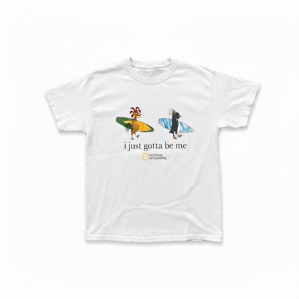 I Just Gotta Be Me Surf Birds T-Shirt, Cute Beach Animal Graphic Tee, Funny Summer Vibe Shirt, Cartoon Bird Surfing Tee, Unisex Gift