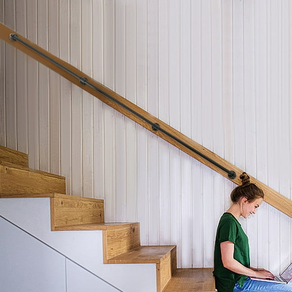 9ft Wall-Mounted Stair Handrail for Safety and Mobility – Durable Galvanized Steel, Elegant Design, Easy to Install