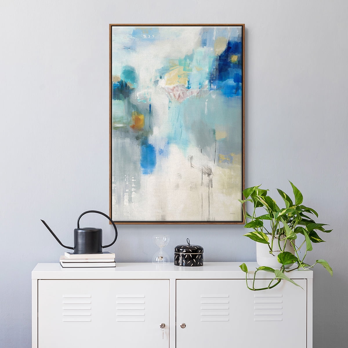 Celeste Motion I Framed Premium Gallery Wrapped Canvas - Ready to Hang - 17 x 25 - Walnut Floating Frame