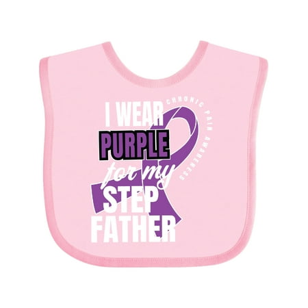 

Inktastic Chronic Pain I Wear Purple For My Step Father Gift Baby Boy or Baby Girl Bib