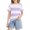 Light Violet, variant on Ruyang Kids Girls Striped T Shirts Round Neck Loose Fit Short Sleeve Summer Casual Lightweight Outdoor Athletic Tee Tops