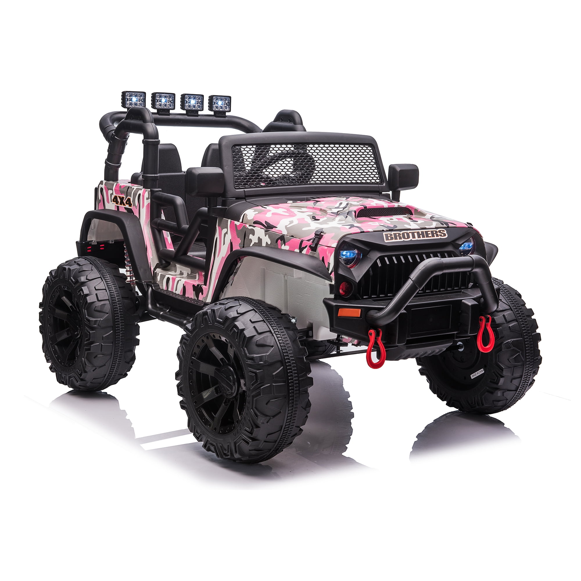 CIPACHO Kids Ride On Truck, 24V Battery Powered Toy Car with Spring Suspension, Remote Control, Camouflage Pink