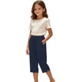 thumbnail image 3 of Liyamei Girls Beach Casual Pants with Solid Color Capri Style for Summer Comfort Size 5-14 Years, 3 of 7