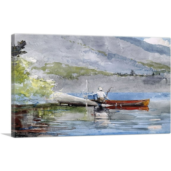 ARTCANVAS The Red Canoe 1884 Canvas Art Print by Winslow Homer - Size: 26" x 18" (0.75" Deep)