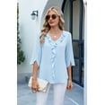 thumbnail image 6 of Womens Dressy Casual Blouses 3/4 Sleeve V Neck Ruffle Tops Business Ladies Summer 2025 Work Shirt M, 6 of 9