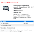 thumbnail image 2 of Right Passenger Side Headlight Assembly - Compatible with 2013 - 2017 Jeep Compass 2014 2015 2016, 2 of 2
