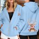 thumbnail image 2 of WILLBEST Sudadera Deportiva para Mujer Ladies' Christmas Printed Zipper Long Sleeved Pocket Drawstring Casual Hooded Sweatshirt 2051 XX-Grande, 2 of 8