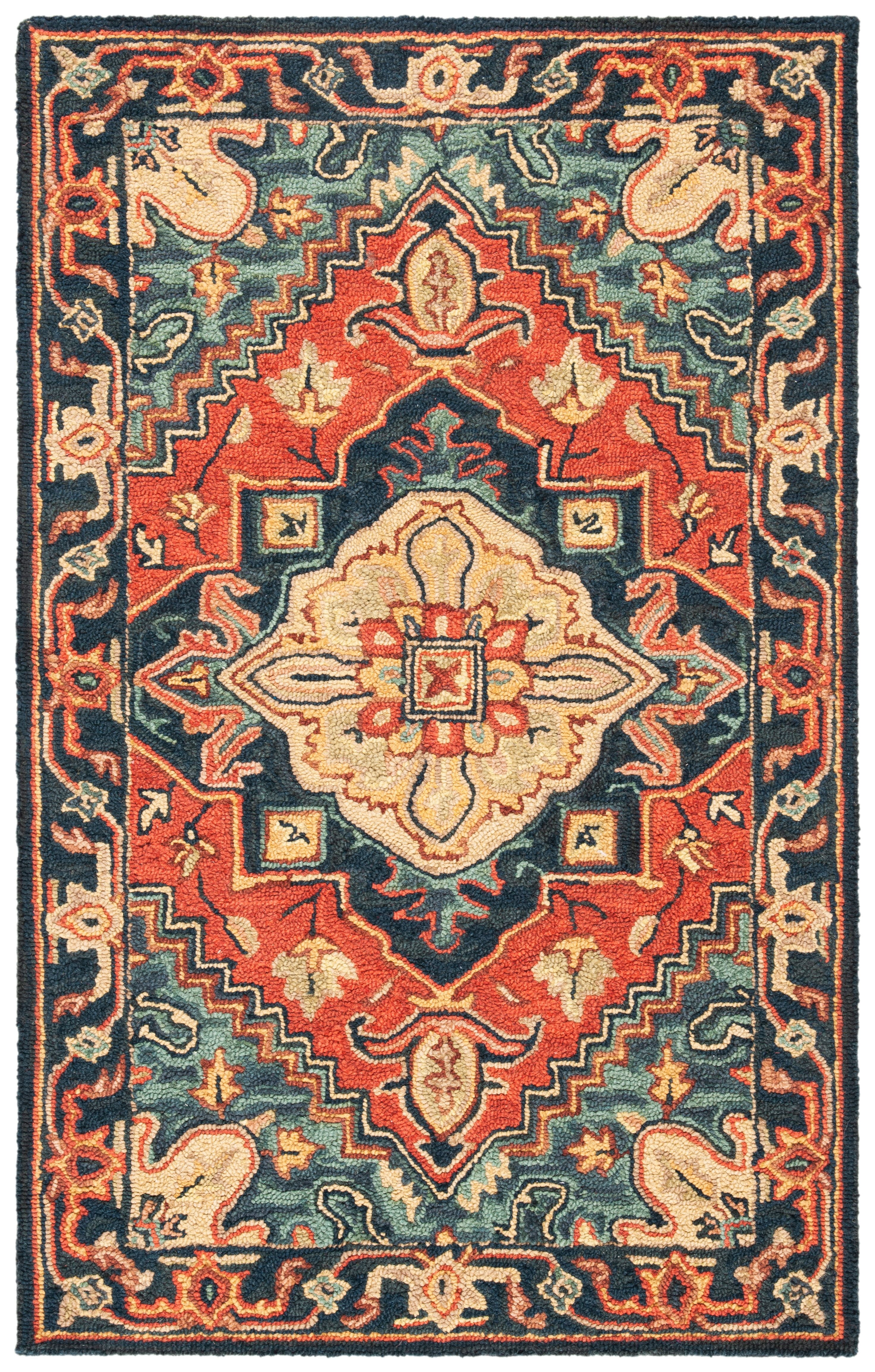 3' x 5' Safavieh Heritage Collection HG510B Handmade Traditional Oriental Premium Wool Area Rug Multi Red 3' x 5' Safavieh Heritage Collection HG510B Handmade Traditional Oriental Premium Wool Area Rug Multi Red