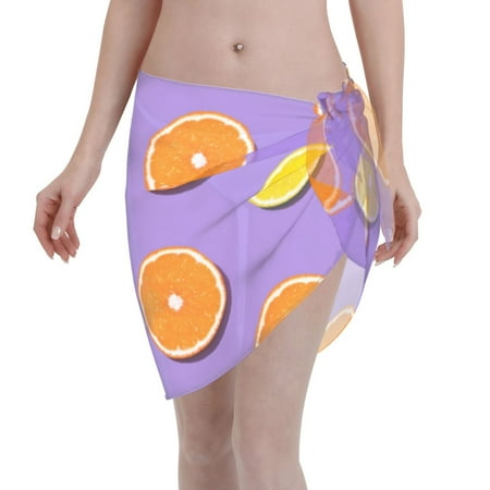 Adobk Yellow Lemon And Orange Swimsuit Coverups For Women Beach Bikini Short Skirt For Swimwear