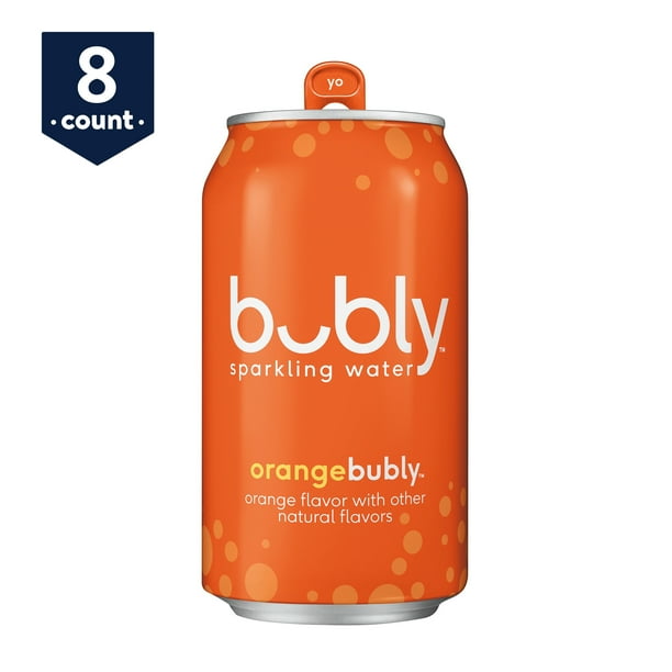 bubly Sparkling Water, Orange, 12 oz Cans, 8 Count