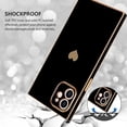thumbnail image 3 of Compatible with iPhone 12 Case  Cute Plating Gold Luxury Love Heart Phone Case for Women Girls Shockproof Raised Full Camera Lens Protection Bumper Cover for iPhone 12, Black, 3 of 14