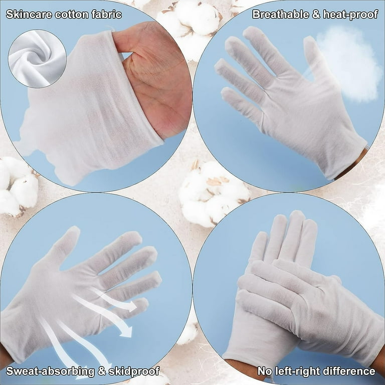 12 Pairs Work Gloves White Inspection Cotton Non-Slip Coin Jewelry