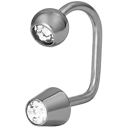 - 16g 10mm Surgical Steel Lip Piercing Jewelry Combination Half Hoop + Stud Labret Ring with Crystal