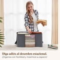 thumbnail image 3 of Lifewit Organizador de Ropa, Cajas Organizadoras para Cl&oacute;sets, Bolsas de Almacenamiento, Guardar Cobijas, Plegable Caja para Mudanza, Ventana Transparente, 60L, 8 Piezas, Gris, 3 of 10