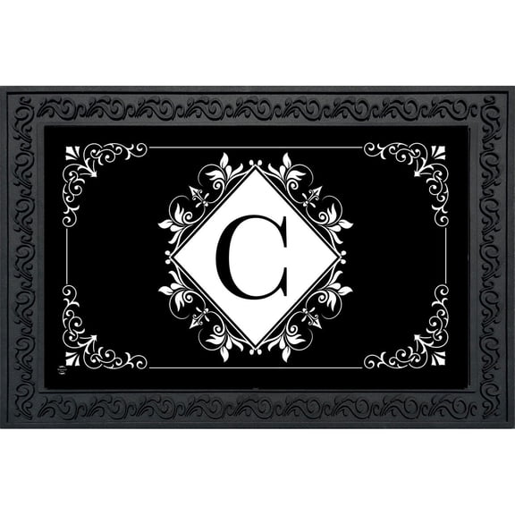 Briarwood Lane Everyday Doormat 30x18 Indoor Outdoor Black and White Monogram C Doormat