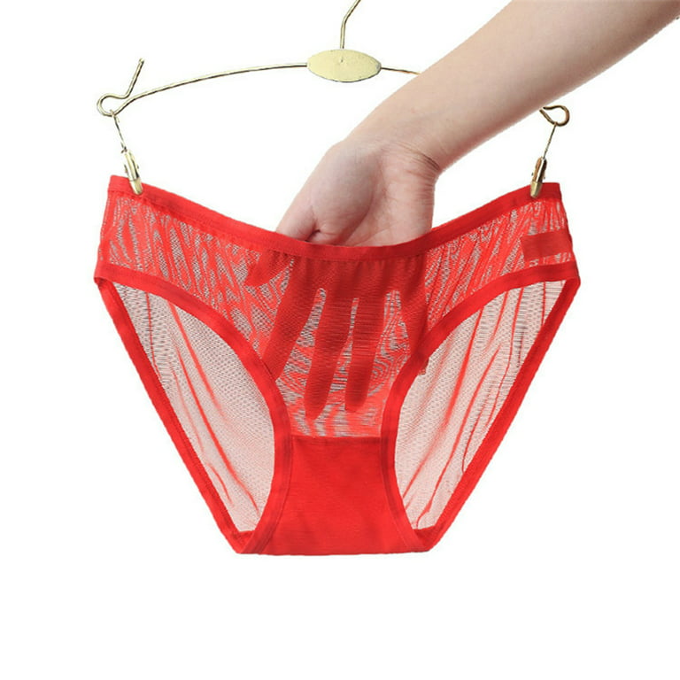 Frehsky underwear women Womens Low Waist Sheer Mesh Briefs Cute Seamless  Panties For Women Hot Pink 