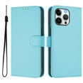 thumbnail image 2 of Wallet Case Compatible for iPhone 13 Pro Max, PU Leather Magnetic Closure Protective Flip Folio Case with 3 Card Holder and Wrist Strap Cover Women Men,Sky Blue,For iPhone 13 Pro Max, 2 of 7
