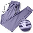 thumbnail image 2 of QATAINLAV Pantalon de Randonnée Léger pour Homme Respirant à Séchage Rapide Pantalon d'Entraînement Uni Décontracté à Cordon de Serrage Pantalon de Pêche Course Jogger avec Poches Violet P Cadeaux d'Anniversaire, 2 of 4