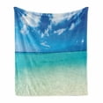 thumbnail image 1 of Tropical Soft Flannel Fleece Blanket, Paradise Ocean Dreamy Sea Vacation Serene Summer Exotic Relax Summer Picture, Cozy Plush for Indoor and Outdoor Use, 60" x 80", Turquoise Blue, by Ambesonne, 1 of 6