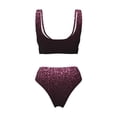 thumbnail image 2 of Honeii Pink Glitter Sparkles A Print Women’s Bikini Set,Two Piece Swimsuit Bathing Suits,Stylish High Elasticity Swimwear for Beach and Pool, 2 of 7