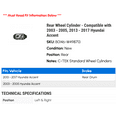 thumbnail image 2 of Rear Wheel Cylinder - Compatible with 2003 - 2005, 2013 - 2017 Hyundai Accent 2004 2014 2015 2016, 2 of 2