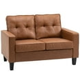 thumbnail image 1 of HOMCOM 51' PU Leather Loveseat Double Sofa with Armrests and Tufted Backrest, Brown, 1 of 10