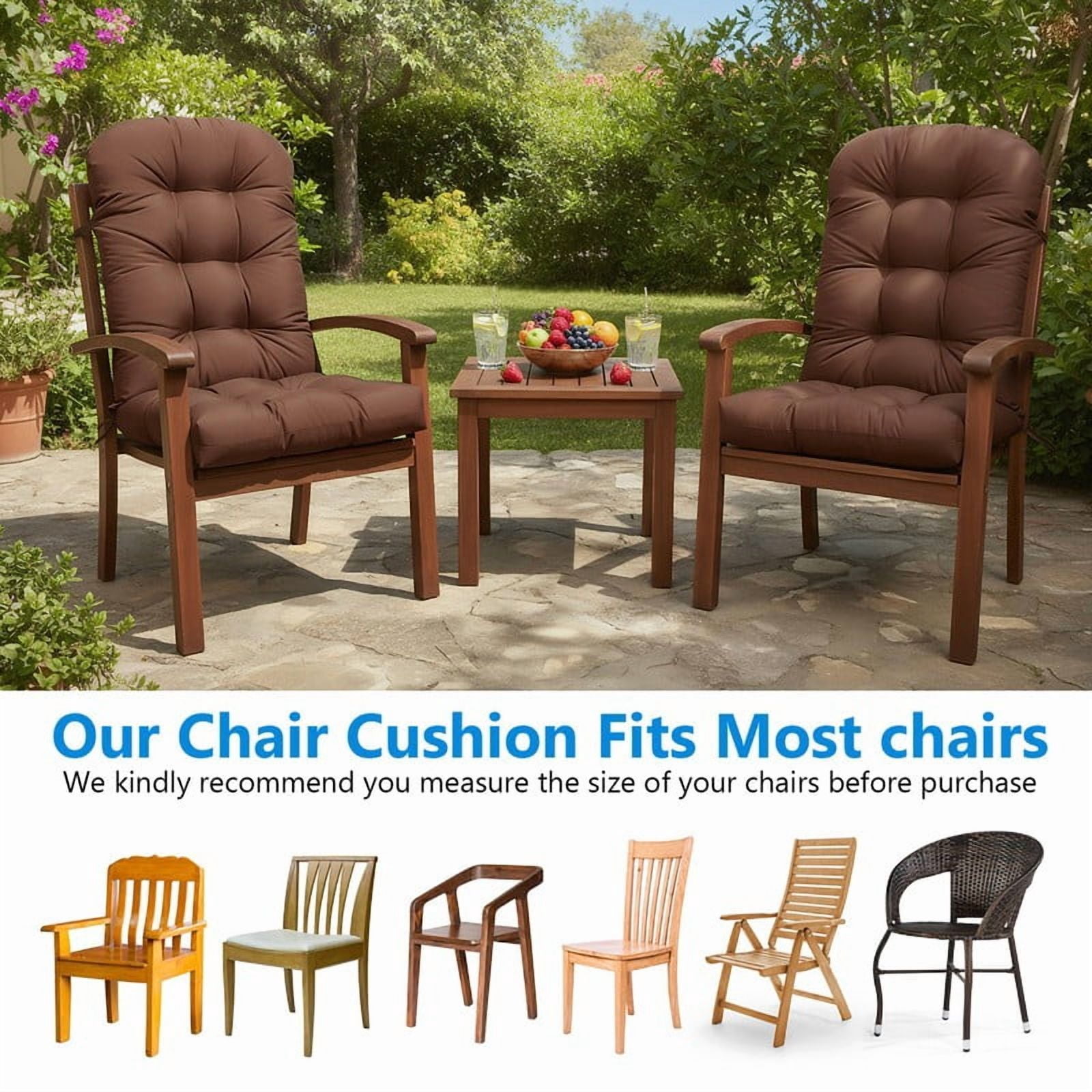 GKXLH Outdoor Adirondack Chair Cushions, Water Resistant Patio Rocking Chair Cushion, Non-Slip High Back Patio Pads with Ties (43" x 19" x 3", Dark Brown, 1 Pack)