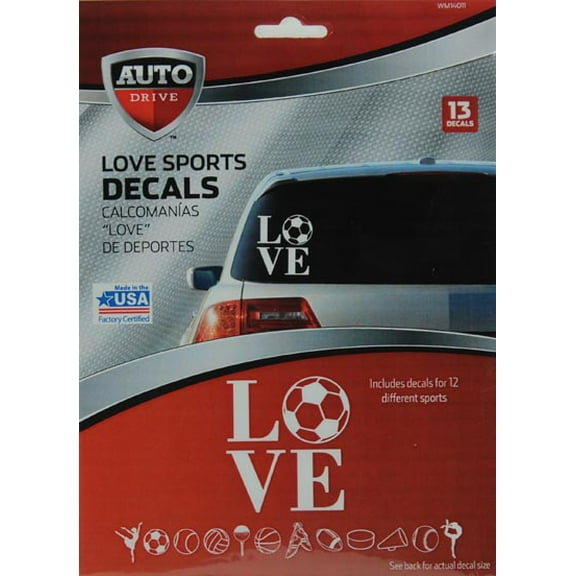 Auto Drive Love Sports Car Stickers, 13 Piece