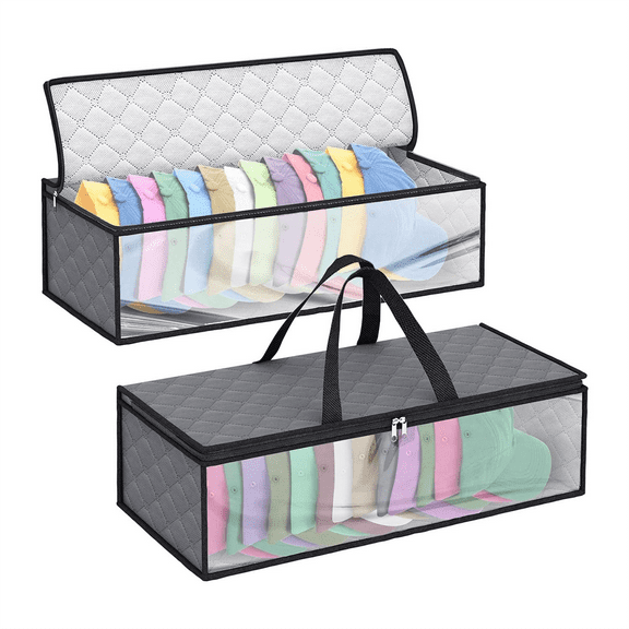 New Arrivals 2 Pack Hat Storage Bag for Baseball, Caps Organizer Case Holder Rack with Carry Handles Closet Moisture