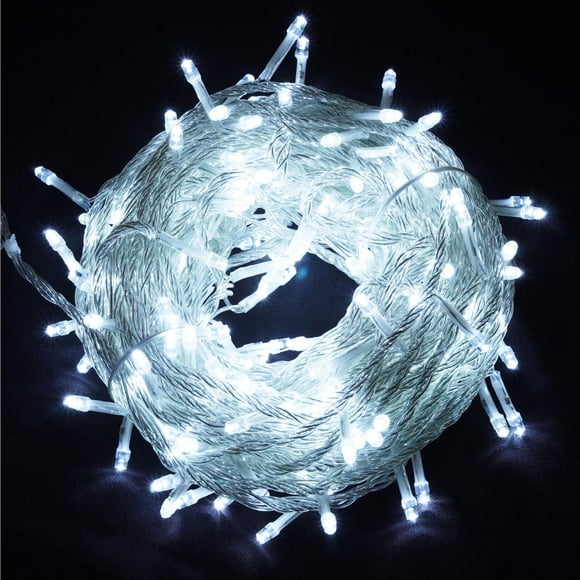 Cadena de luces FULLBELL de 10 m, 100 LED, color blanco, resistente al agua, 3000 K