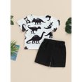 thumbnail image 4 of GXFC Toddler Baby Boys Summer Contrast Color Shorts Outfits Kids Boys Short Sleeve Dinosaur Print T-Shirt Tops with Pocket and Short Pants Set Casual Clothes 2Pcs 6M-4T, 4 of 9