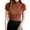 Brick Red, variant on Women's Mock Neck Half Sleeve Slim Fit Ribbed Knit Tee T-Shirts