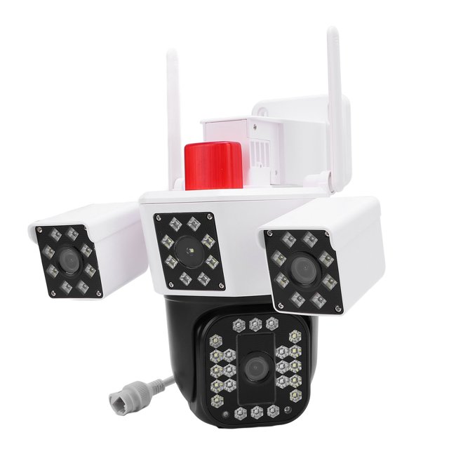 Cámara de Seguridad, Cámaina Exterior de Rotación de 355 de Víz de 2 Vías Hd de 6 MP Con Detección de Movimiento humano de 4 lentes, Cámara de SEGURIDAD WIFI IMPERMitable