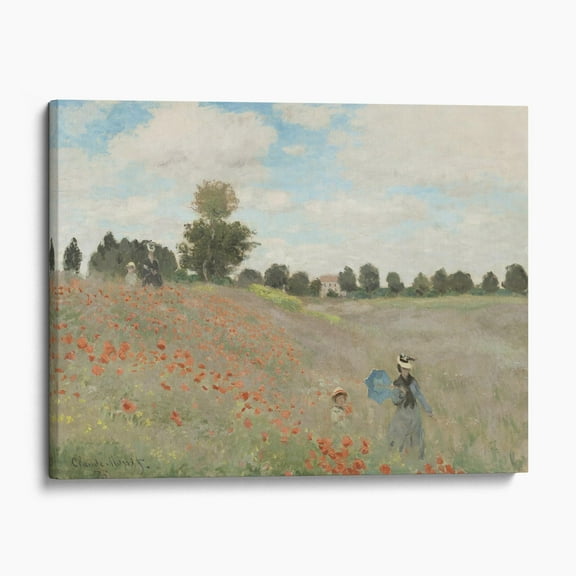 Poppy Field by Claude Monet Impressionist Garden Canvas Wall Art Print