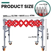 Material Conveyor Unit, Flexible Roller Conveyor, Red Height Adjustable Conveyor Base, 600lbs Load Capacity, Rustproof Steel Design for Warehouse, Logistics Transport