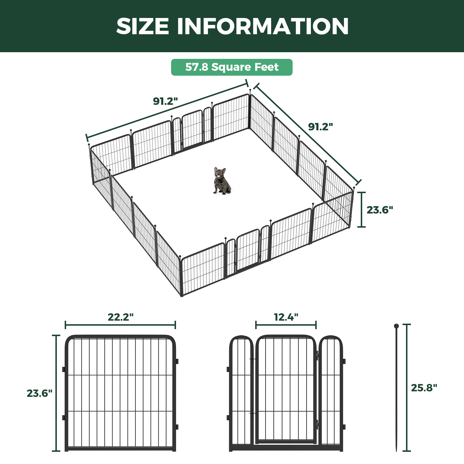 FXW Aster Dog Playpen Designed for Courtyard, RV Camping, 24" 16 Panels for Small Dogs, Black