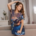 thumbnail image 3 of Lsque Night Sky Turtle Pattern Nightgowns for Women Sleep Shirts Short Sleeve Nightshirt Pullover Nightdress Soft Sleepwear Relaxed Fit Nightdress, 3 of 6