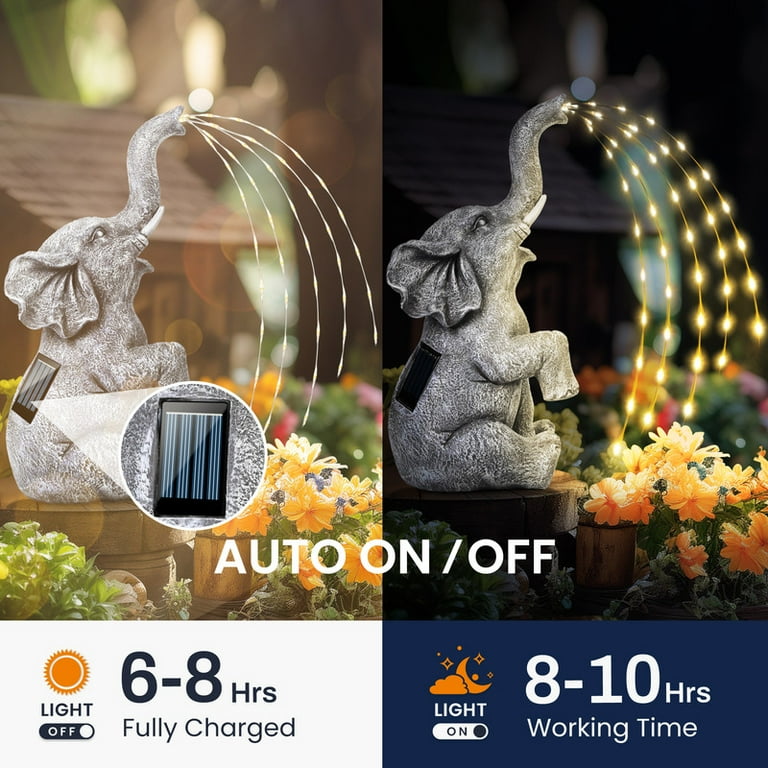 Gigalumi Solar Elephant Garden Statue with Twinkling Lights photo 8