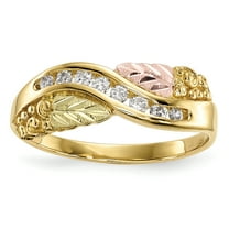 Primal Gold 10 Karat Yellow Gold with 12 Karat Rose and Green Accent Black Hills Diamond Ring