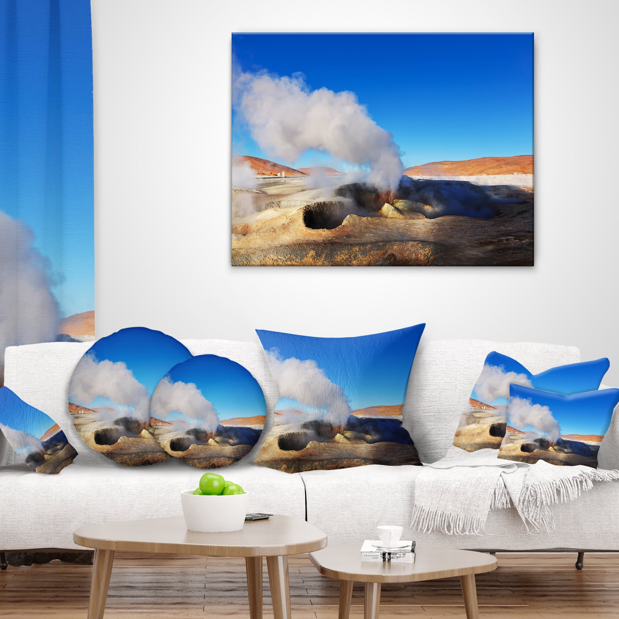 Designart Geyser Sol De Manana Bolivia - Landscape Printed Throw Pillow - 16x16