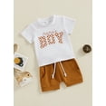 thumbnail image 2 of Bagilaanoe 2pcs Toddler Baby Boy Shorts Set Short Sleeve Letter Print T Shirt Tops + Shorts 6M 12M 18M 24M 3T Kids Casual Summer Clothes, 2 of 8