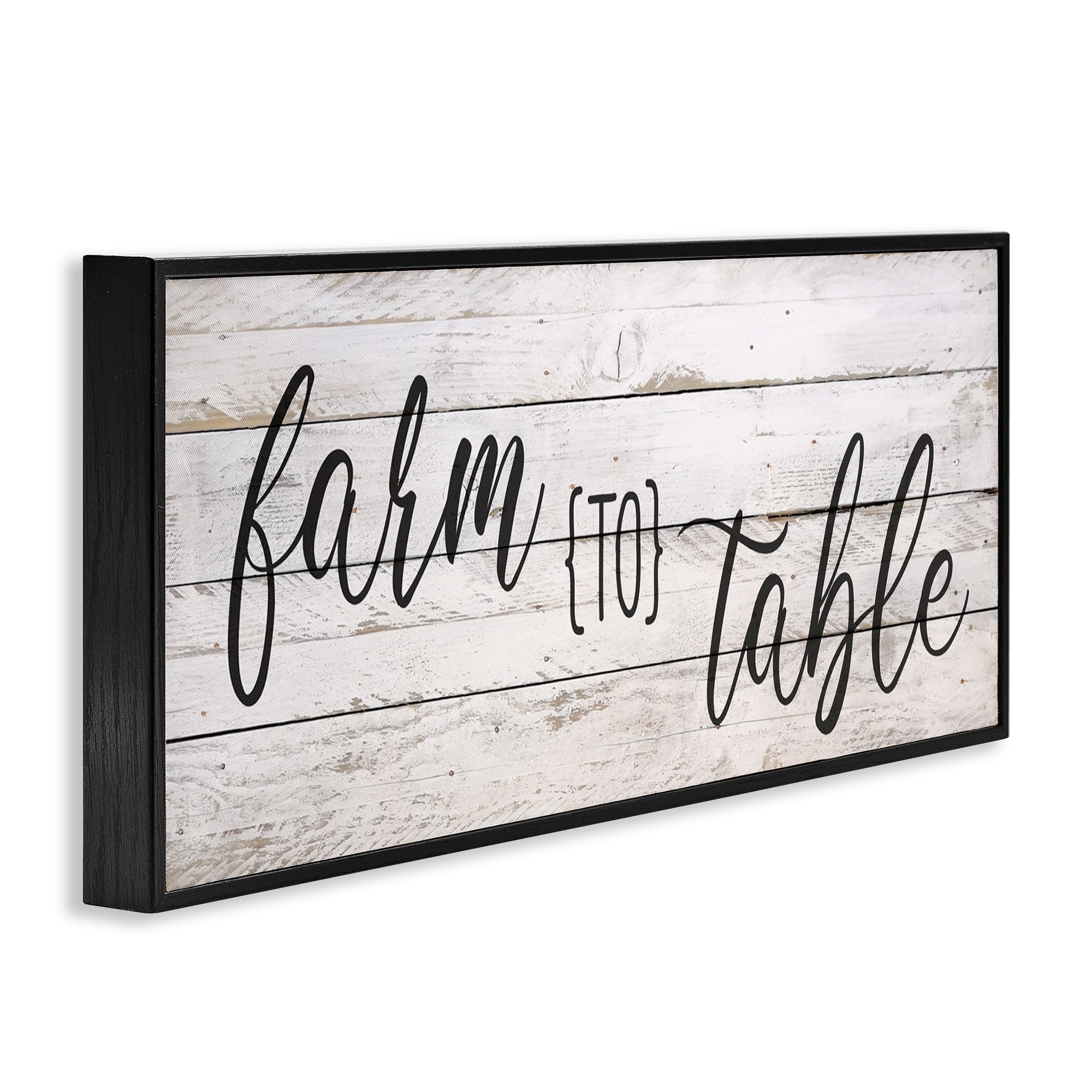 Stupell Industries Planked Style Farm to Table Food & Beverage Painting Black Framed Art Print Wall Art, 30 x 13