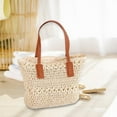 thumbnail image 6 of Women Straw Woven Handbag Handwoven Boho Top Handle Satchel Purse with Zipper Tote for Travel Vacation Beach Summer , beige, 6 of 8