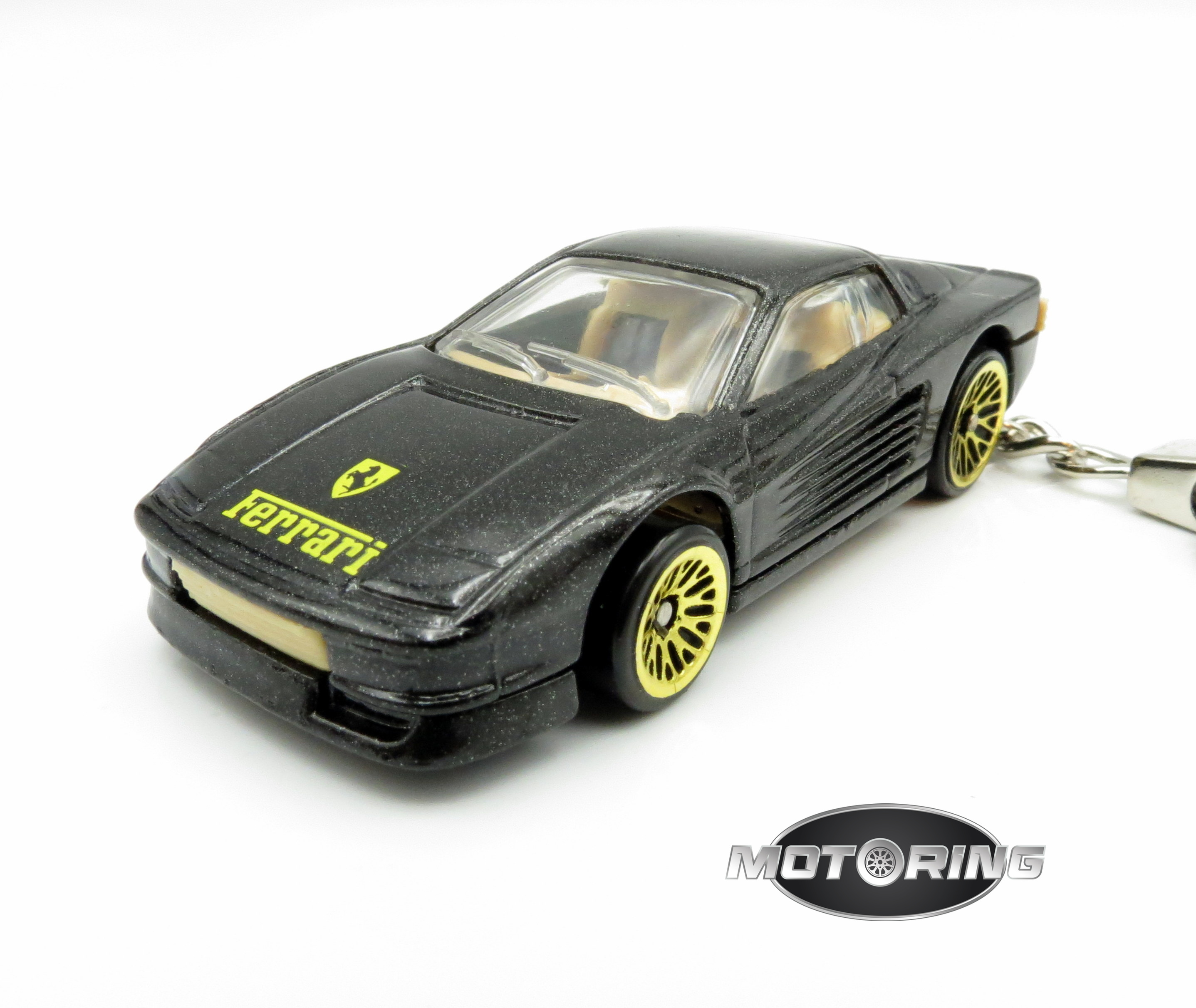 Keychain Ferrari Testarossa Black Car Rare Novelty 1:64 Diecast Key Ring