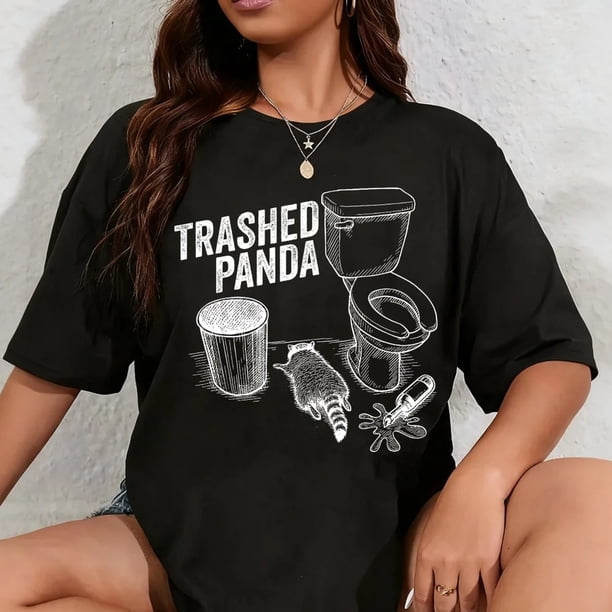Playera de Mujer 100% Algodón con Diseño de Panda y Mapache Divertidos